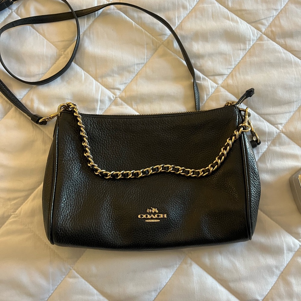 Coach Black Leather crossbody Bag